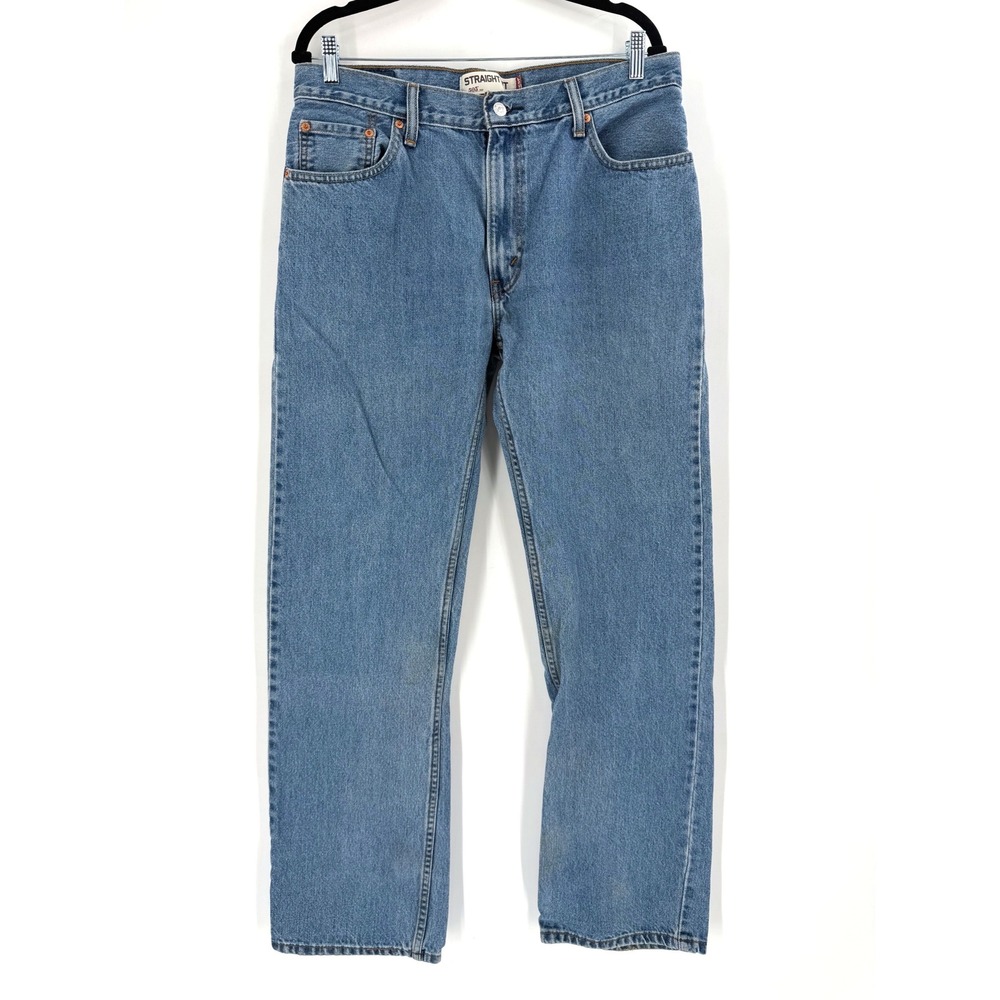 Levi's 505 Straight Fit Jeans Mens 35x34 Blue Denim Classic Workwear